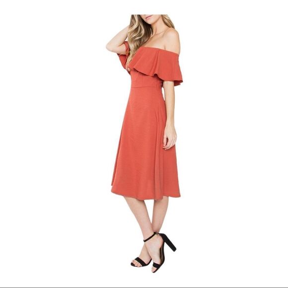 Vici/Sugar Lips Off Shoulder Ruffle Dress XS - Picture 2 of 8